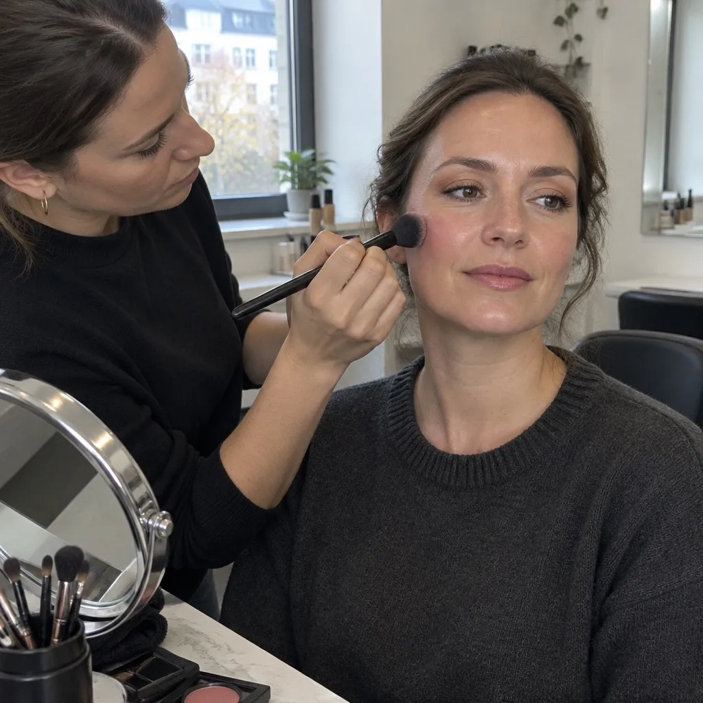 Make-up wird mit dem Pinsel aufgetragen